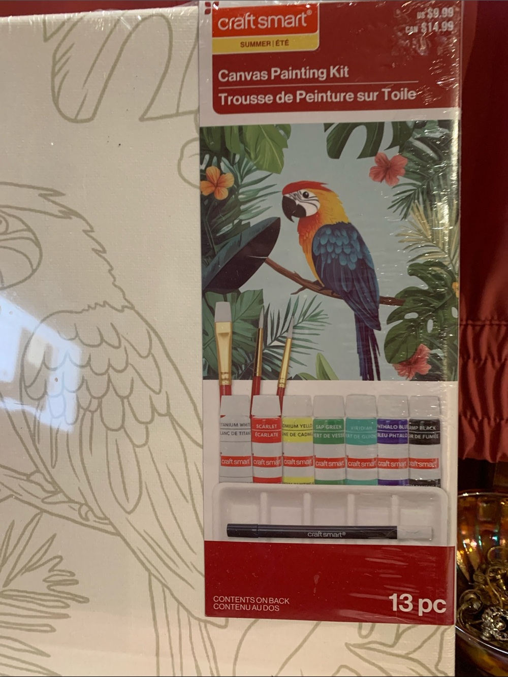 Kids Canvas Painting Kit - Multicolor Parrot Design